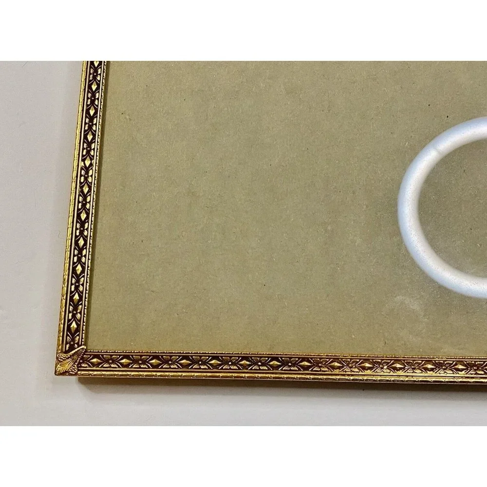 Intricate Brass Floral Gold Vertical Stand Up‎ Easel Back Frame Vintage